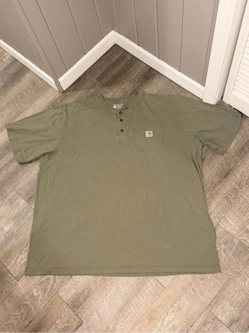 Carhartt Olive Green Short-Sleeve Henley Pocket Tee